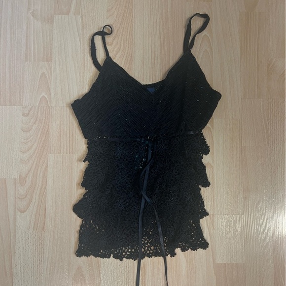 Simons brand new black y2k top with bead in size large for women. - Picture 1 of 4